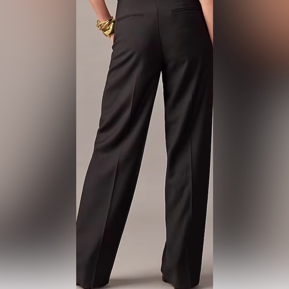 J.Crew Collection Pleated Wide-Leg Tuxedo Pant in Italian wool in Black Size 12 - Picture 2 of 10